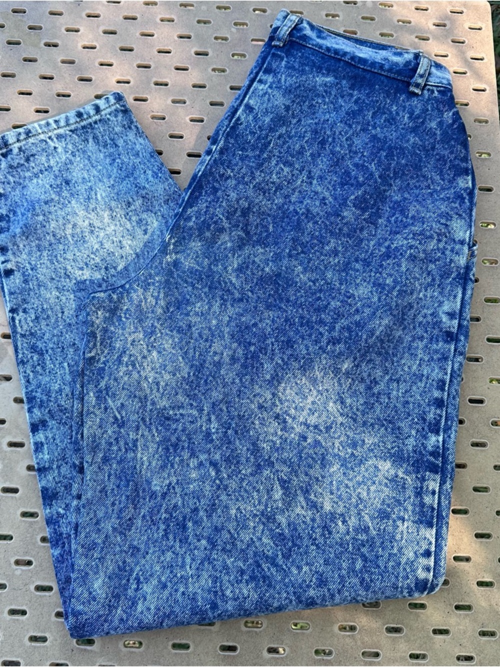 Cherokee VTG 80s Acid Wash Denim Bareback Jeans Sz 12 High Waist Pleated Cotton